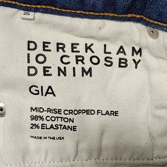 Derek Lam 10 Crosby Patchwork Gia Mid Rise Cropped Flare Jeans - Picture 10 of 10